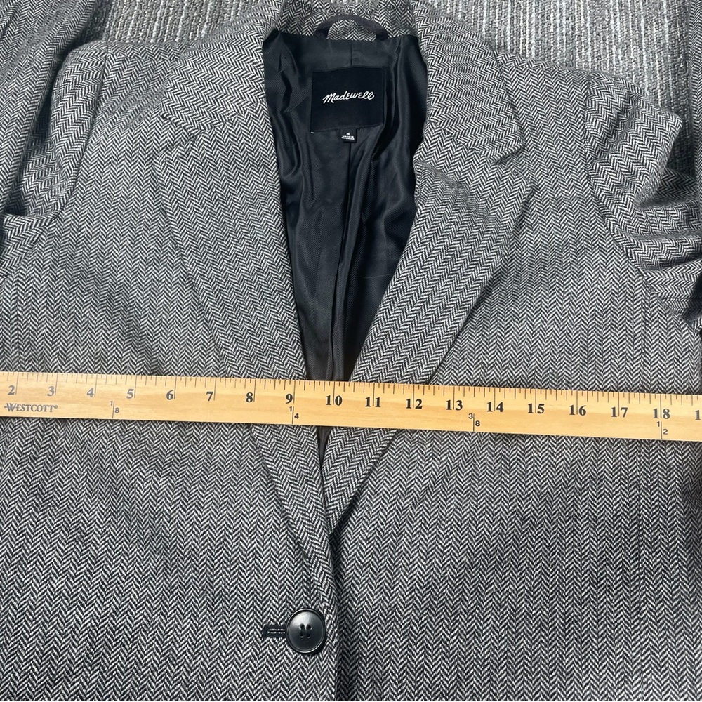 Madewell Gray Herringbone Blazer  Size M Wool Blend - Picture 4 of 9